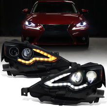 Ronnin - Fits 2014-2016 Lexus IS250 IS350 Upgraded Replacement Full LED Dual Projector Headlights Switchback Turn Signals Assembly Pair | Black Smoke