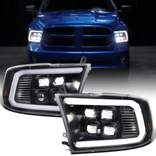 2019-2024 Ram 1500 Classic 2009-2018 Ram 1500 2500 3500 Bright LED Beam Quad Projector Headlights Replacement Assembly Pair | Black