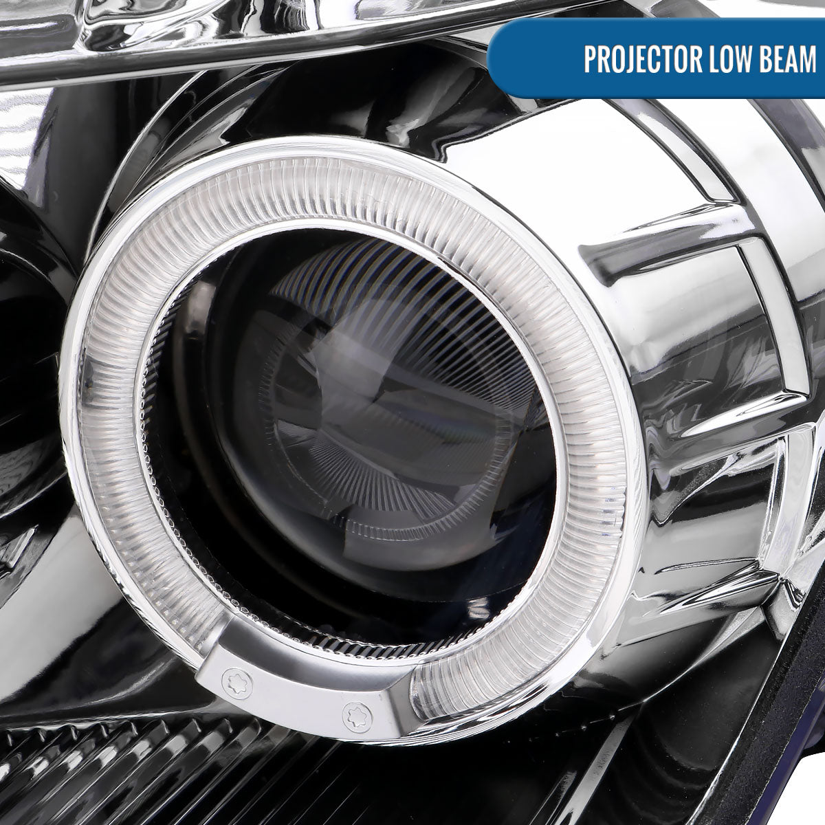 Ronnin - Fits 2003-2005 Nissan 350Z Upgraded Replacement LED Dual Halo Rims Running Lights Halogen Projector Headlights Assembly Pair | Chrome