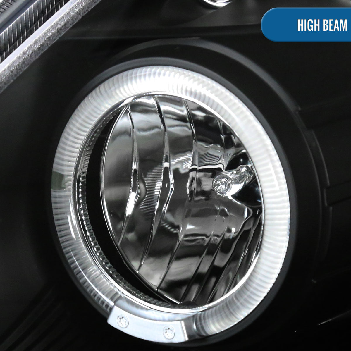 Ronnin - Fits 2003-2005 Nissan 350Z Upgraded Replacement LED Dual Halo Rims Running Lights Halogen Projector Headlights Assembly Pair | Black