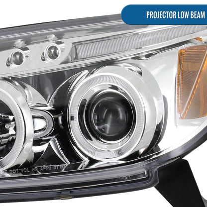 Ronnin - Faros delanteros con proyector LED de doble aro mejorados para Toyota 4Runner 2003-2005, par | Cromo