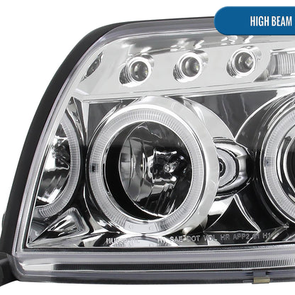 Ronnin - Faros delanteros con proyector LED de doble aro mejorados para Toyota 4Runner 2003-2005, par | Cromo