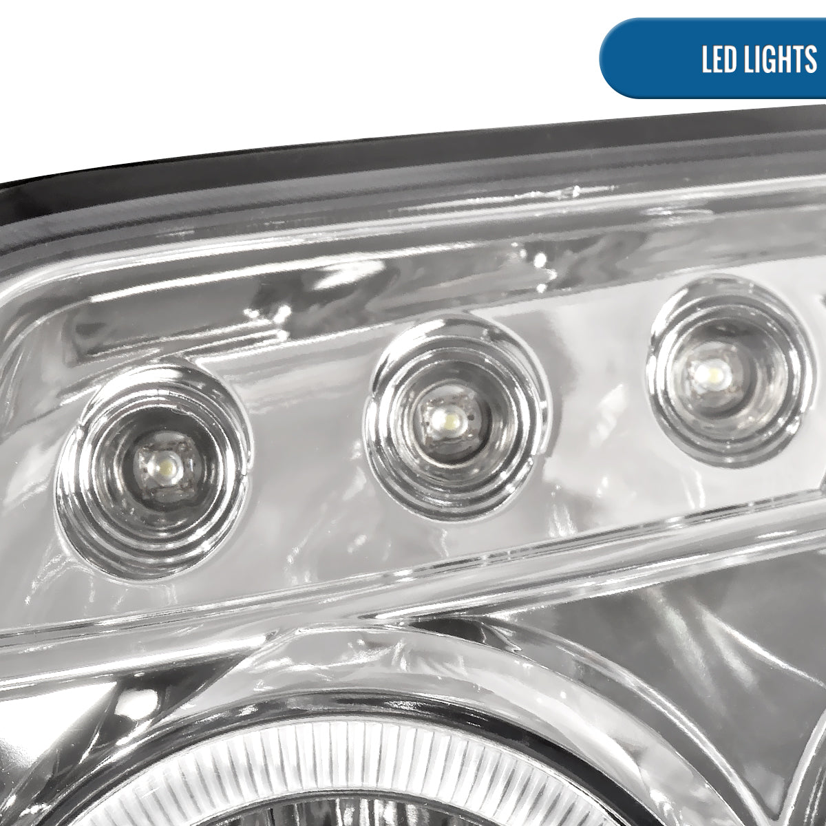 Ronnin - Faros delanteros con proyector LED de doble aro mejorados para Toyota 4Runner 2003-2005, par | Cromo
