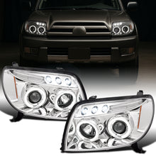 Ronnin - Faros delanteros con proyector LED de doble aro mejorados para Toyota 4Runner 2003-2005, par | Cromo