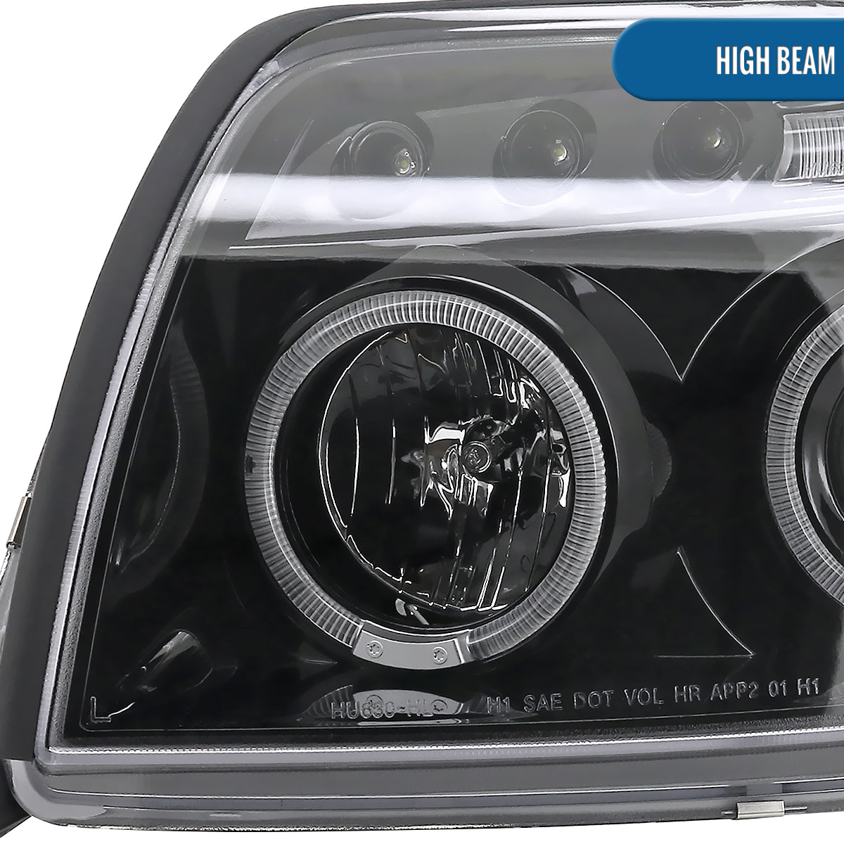 Ronnin - Faros delanteros con proyector LED de doble aro y montaje mejorado para Toyota 4Runner 2003-2005, par | Negro brillante