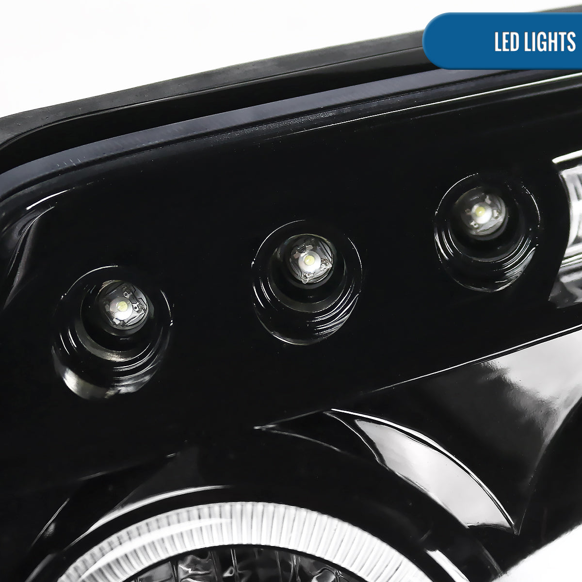 Ronnin - Faros delanteros con proyector LED de doble aro y montaje mejorado para Toyota 4Runner 2003-2005, par | Negro brillante