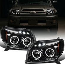Ronnin - Faros delanteros con proyector LED de doble aro y montaje mejorado para Toyota 4Runner 2003-2005, par | Negro brillante