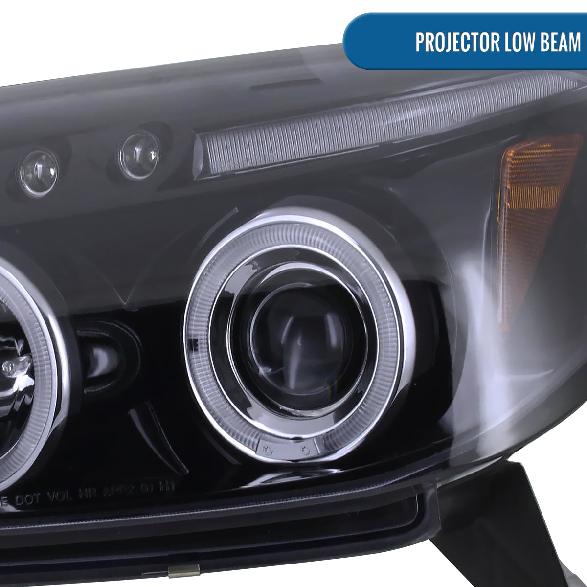 Ronnin - Faros delanteros con proyector LED de doble aro y montaje mejorado para Toyota 4Runner 2003-2005 | Par ahumado negro