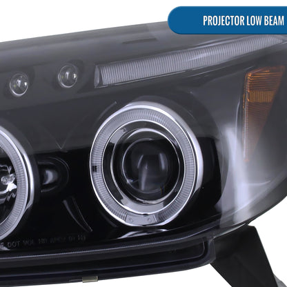 Ronnin - Faros delanteros con proyector LED de doble aro y montaje mejorado para Toyota 4Runner 2003-2005 | Par ahumado negro