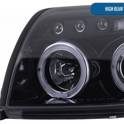 Ronnin - Faros delanteros con proyector LED de doble aro y montaje mejorado para Toyota 4Runner 2003-2005 | Par ahumado negro