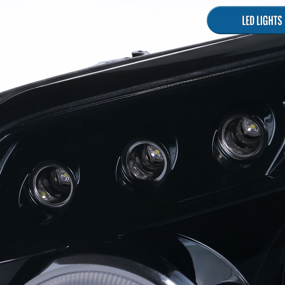 Ronnin - Faros delanteros con proyector LED de doble aro y montaje mejorado para Toyota 4Runner 2003-2005 | Par ahumado negro