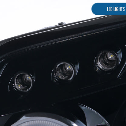 Ronnin - Faros delanteros con proyector LED de doble aro y montaje mejorado para Toyota 4Runner 2003-2005 | Par ahumado negro