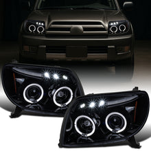 Ronnin - Faros delanteros con proyector LED de doble aro y montaje mejorado para Toyota 4Runner 2003-2005 | Par ahumado negro