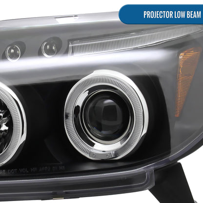 Ronnin - Faros delanteros con proyector LED de doble aro mejorados para Toyota 4Runner 2003-2005 (par) | Negro