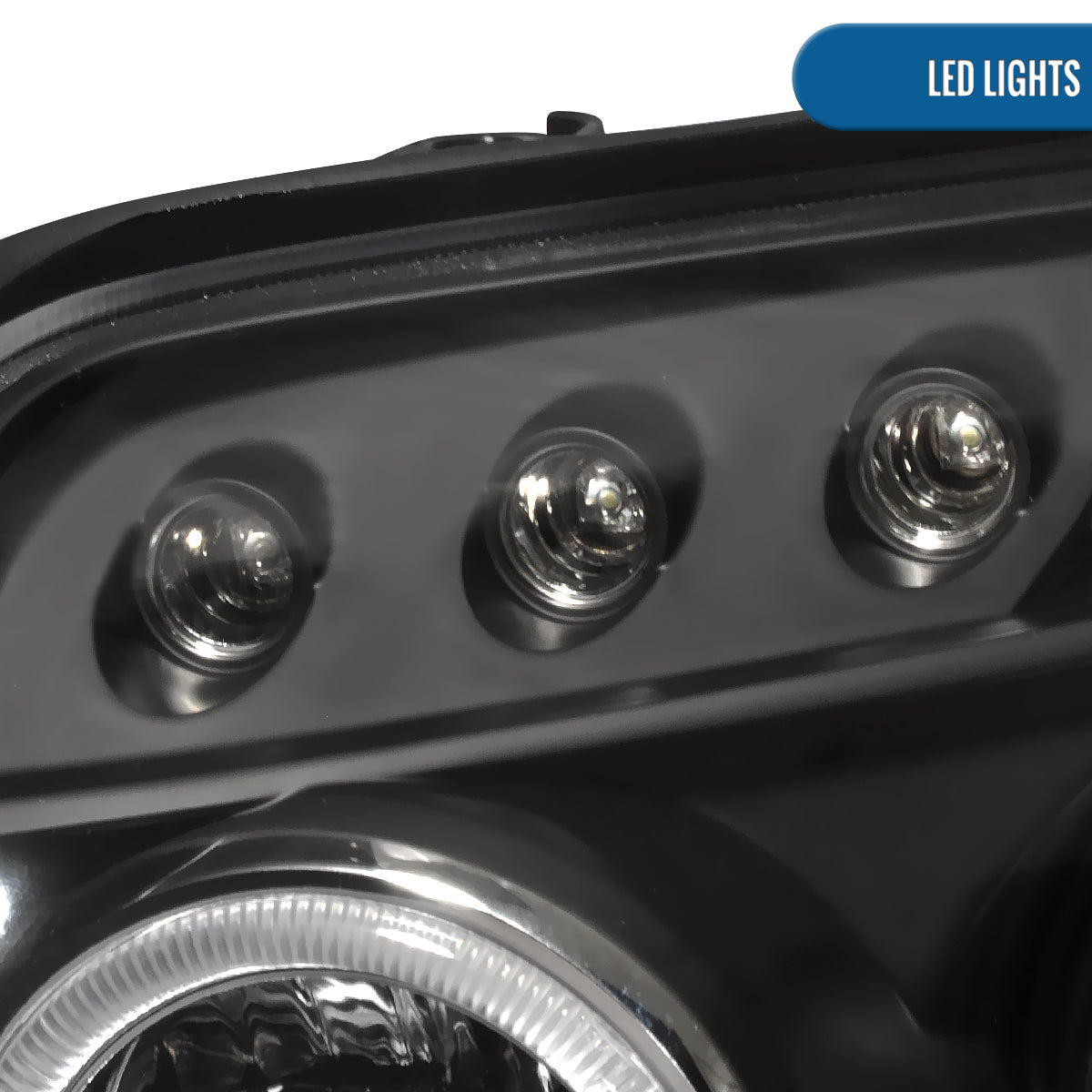 Ronnin - Faros delanteros con proyector LED de doble aro mejorados para Toyota 4Runner 2003-2005 (par) | Negro