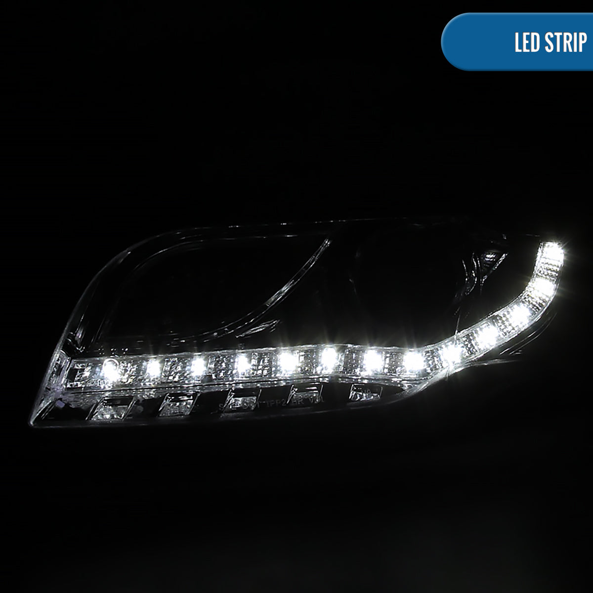 Ronnin - Se adapta a Audi A4 2006-2008 Mejora de repuesto Luces de circulación diurna LED Proyector Faros delanteros halógenos Ensamblaje Par | Cromo