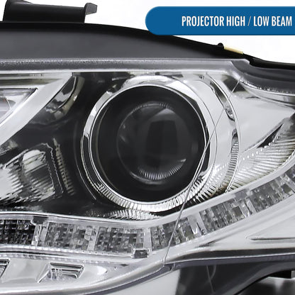 Ronnin - Se adapta a Audi A4 2006-2008 Mejora de repuesto Luces de circulación diurna LED Proyector Faros delanteros halógenos Ensamblaje Par | Cromo