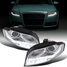 Ronnin - Se adapta a Audi A4 2006-2008 Mejora de repuesto Luces de circulación diurna LED Proyector Faros delanteros halógenos Ensamblaje Par | Cromo