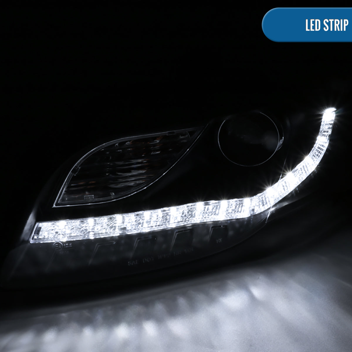 Ronnin - Compatible con Audi A4 2006-2008 Actualización de luces LED diurnas de repuesto Conjunto de faros delanteros halógenos con proyector | Negro
