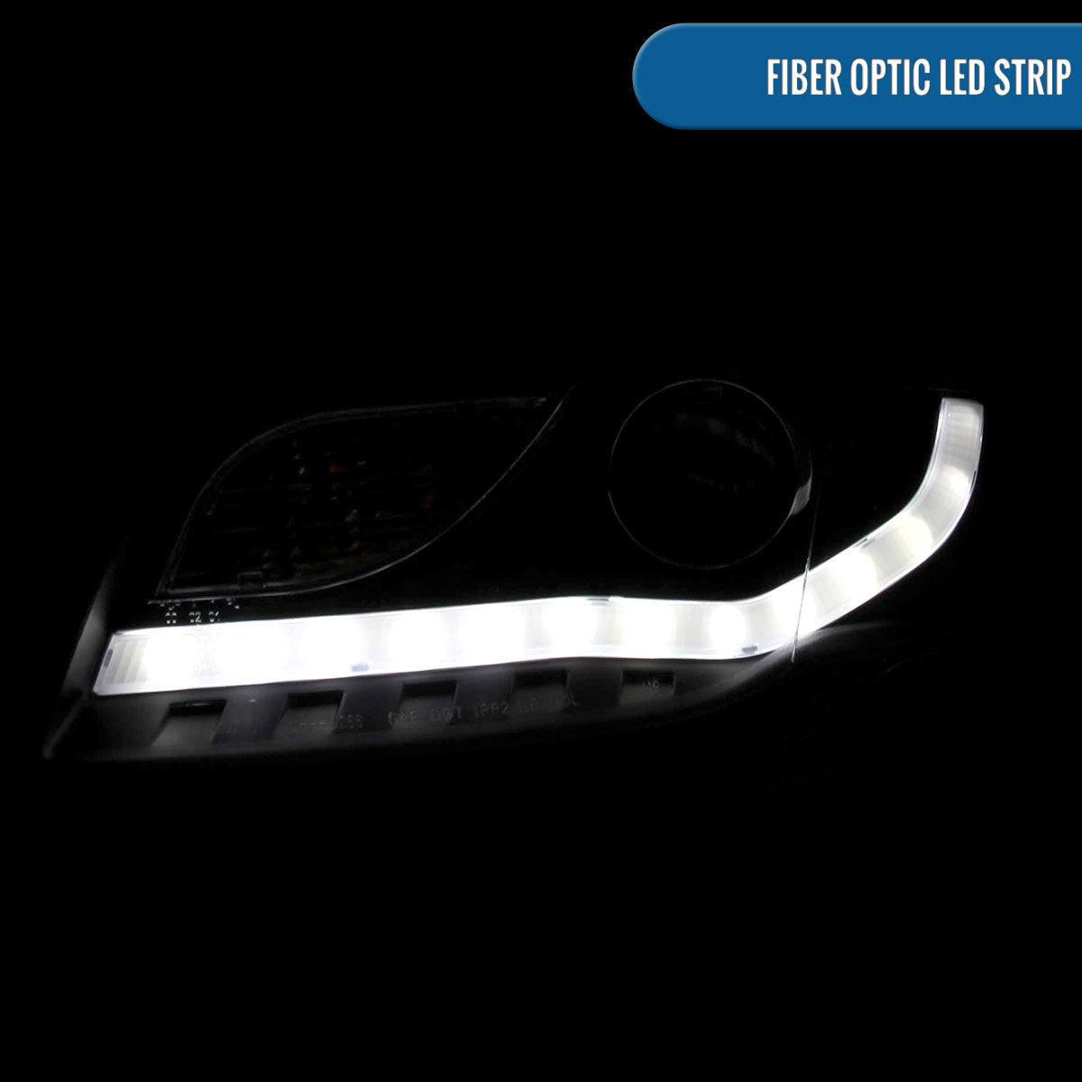 Ronnin - Se adapta a Audi A4 2006-2008 Tubo LED Luces de circulación diurna Mejora de reemplazo Par de faros proyectores halógenos | Negro