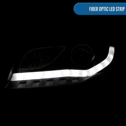 Ronnin - Se adapta a Audi A4 2006-2008 Tubo LED Luces de circulación diurna Mejora de reemplazo Par de faros proyectores halógenos | Negro