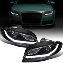 Ronnin - Se adapta a Audi A4 2006-2008 Tubo LED Luces de circulación diurna Mejora de reemplazo Par de faros proyectores halógenos | Negro