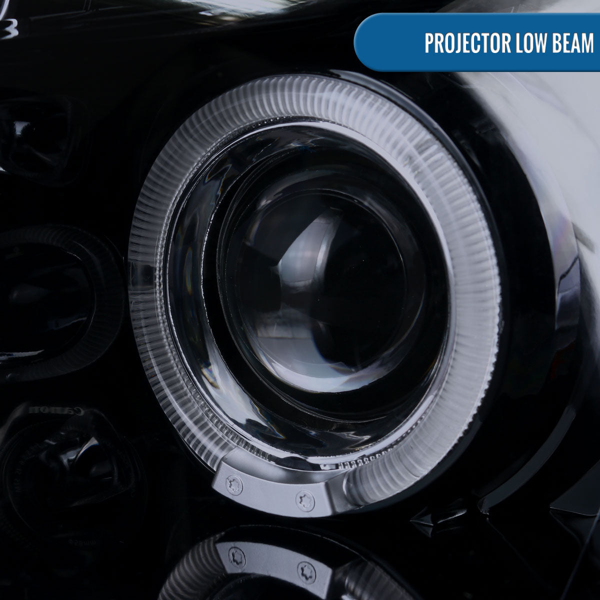 Ronnin - Fits 2003-2007 Honda Accord 2Dr Coupe 4Dr Sedan LED Dual Halo Rims Running Lights Projector Headlights Assembly Pair | Black Smoke