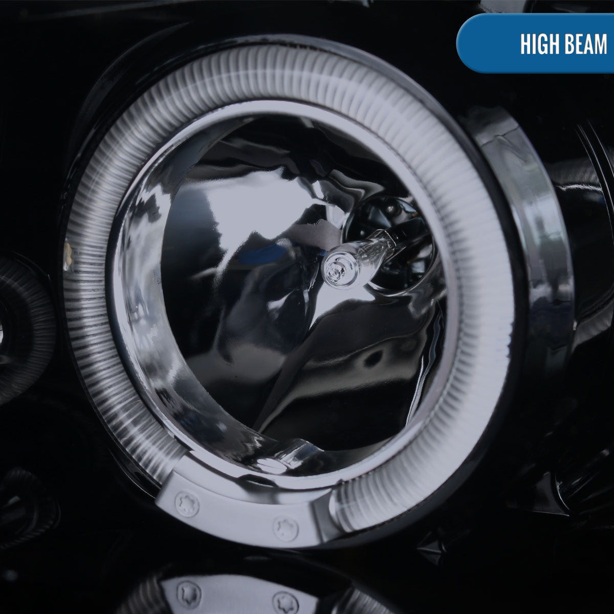 Ronnin - Fits 2003-2007 Honda Accord 2Dr Coupe 4Dr Sedan LED Dual Halo Rims Running Lights Projector Headlights Assembly Pair | Black Smoke