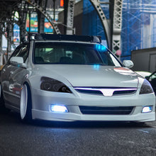 Ronnin - Fits 2003-2007 Honda Accord 2Dr Coupe 4Dr Sedan LED Dual Halo Rims Running Lights Projector Headlights Assembly Pair | Black Smoke