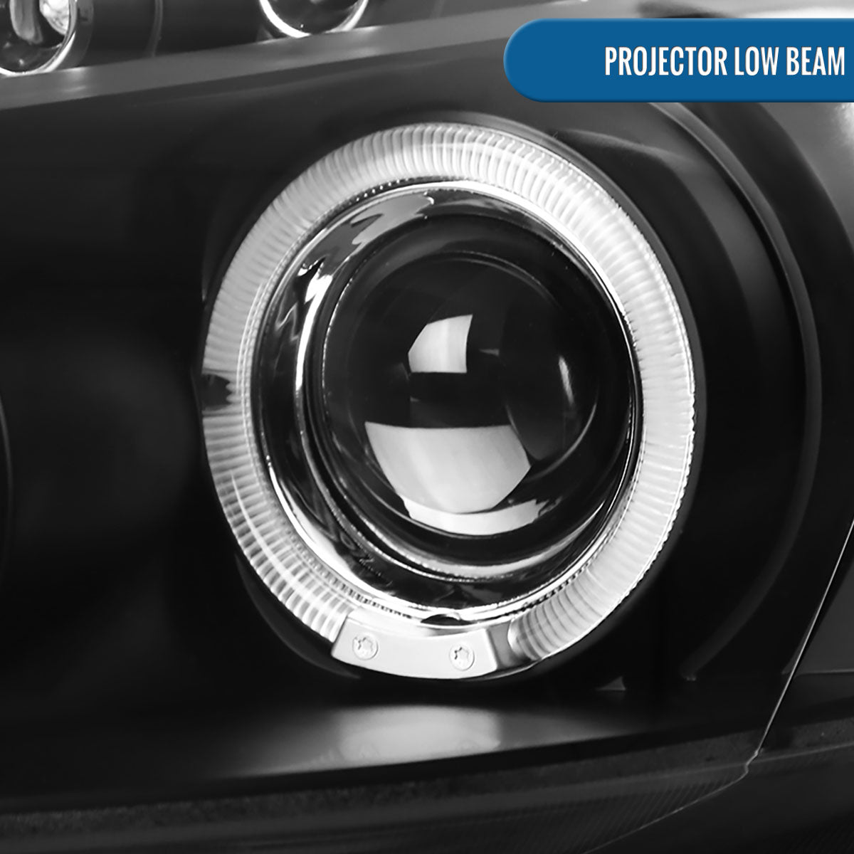 Ronnin - Fits 2003-2007 Honda Accord 2Dr Coupe 4Dr Sedan LED Dual Halo Rims Running Lights Projector Headlights Assembly Pair | Black