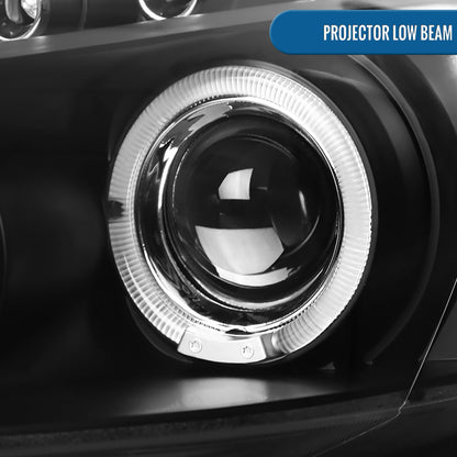 Ronnin - Fits 2003-2007 Honda Accord 2Dr Coupe 4Dr Sedan LED Dual Halo Rims Running Lights Projector Headlights Assembly Pair | Black