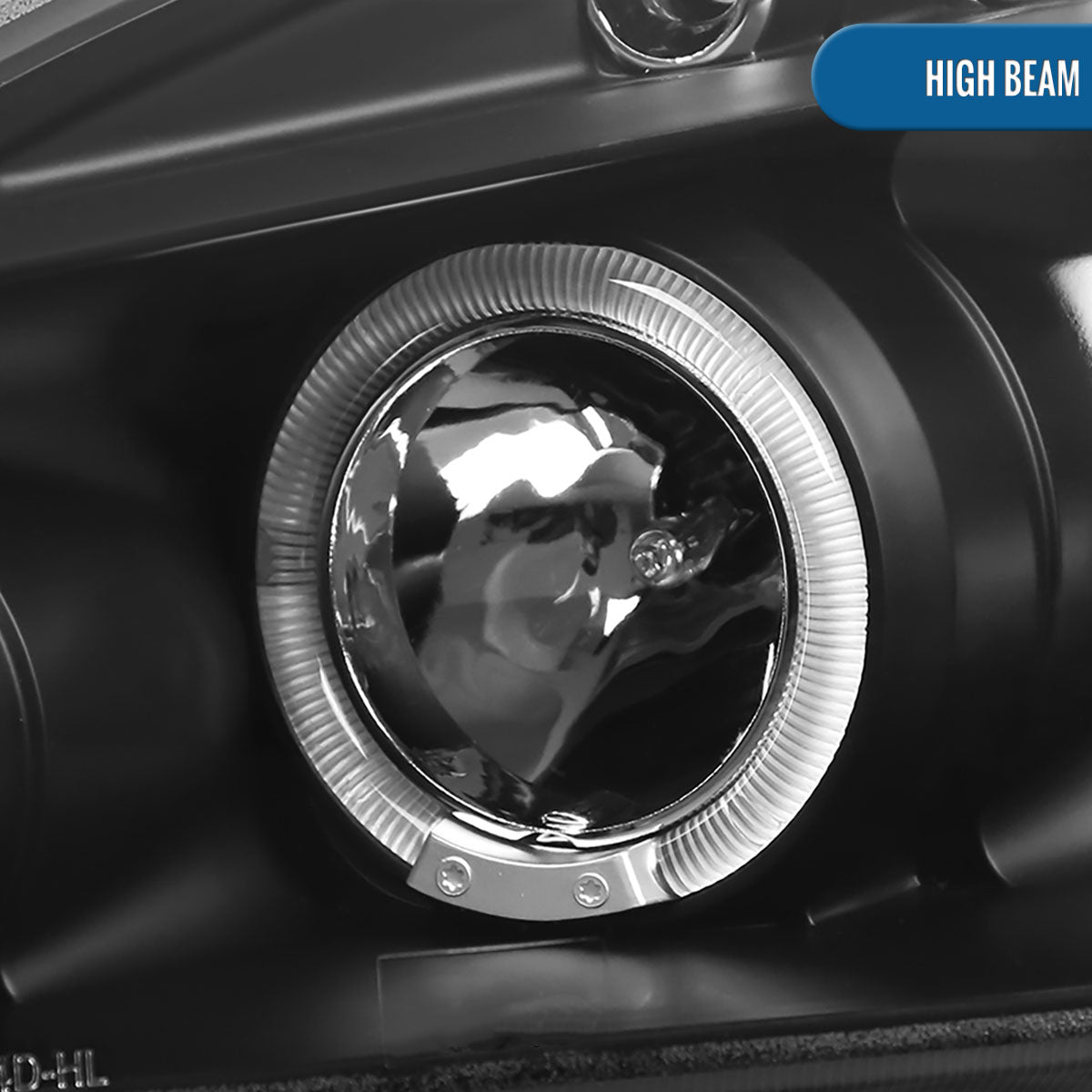 Ronnin - Fits 2003-2007 Honda Accord 2Dr Coupe 4Dr Sedan LED Dual Halo Rims Running Lights Projector Headlights Assembly Pair | Black