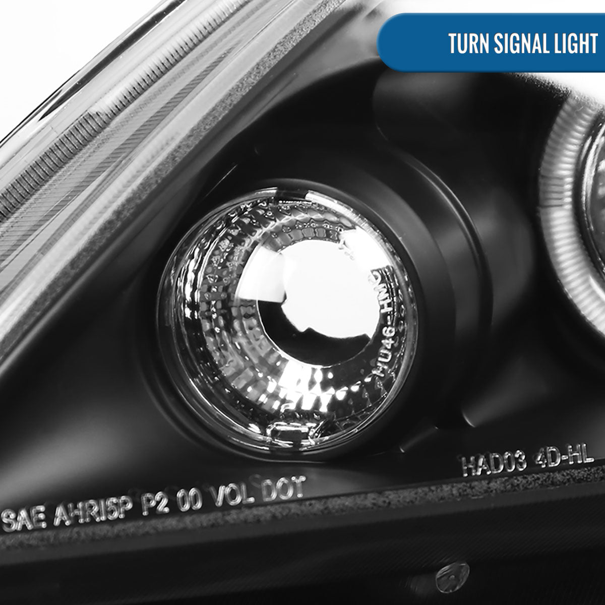 Ronnin - Fits 2003-2007 Honda Accord 2Dr Coupe 4Dr Sedan LED Dual Halo Rims Running Lights Projector Headlights Assembly Pair | Black