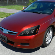 Ronnin - Fits 2003-2007 Honda Accord 2Dr Coupe 4Dr Sedan LED Dual Halo Rims Running Lights Projector Headlights Assembly Pair | Black