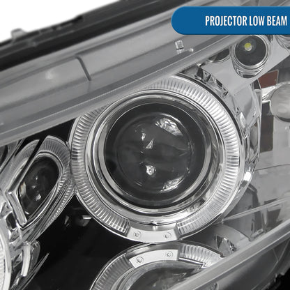 Ronnin - Fits 2008-2012 Honda Accord 2Dr Coupe LED Dual Halo Rims Running Lights Projector Headlights Assembly Pair | Chrome