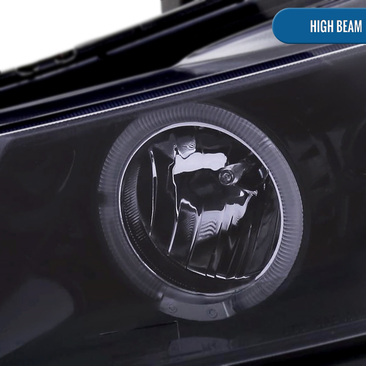 Ronnin - Fits 2008-2012 Honda Accord 2Dr Coupe LED Dual Halo Rims Running Lights Projector Headlights Assembly Pair | Black Smoke