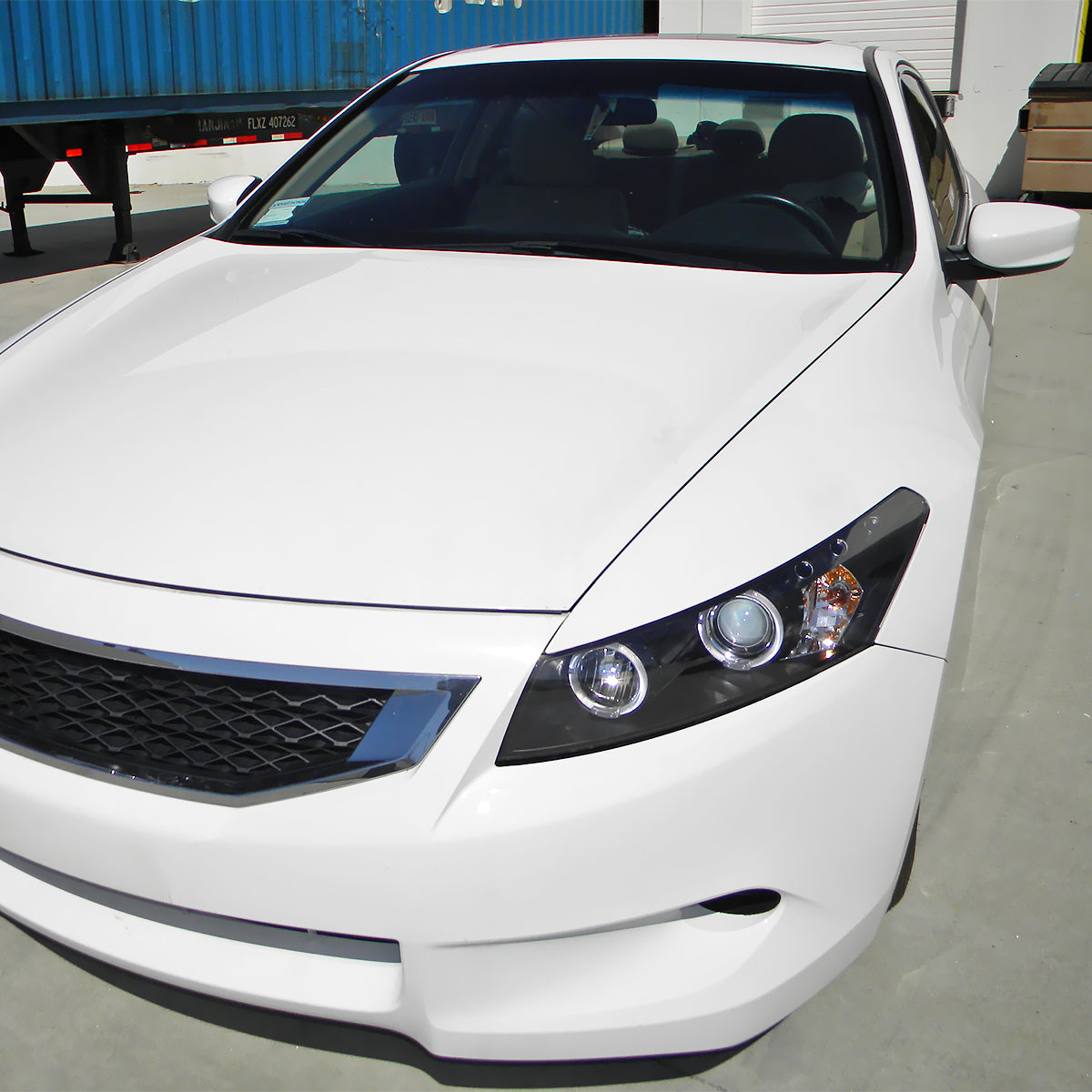 Ronnin - Fits 2008-2012 Honda Accord 2Dr Coupe LED Dual Halo Rims Running Lights Projector Headlights Assembly Pair | Black