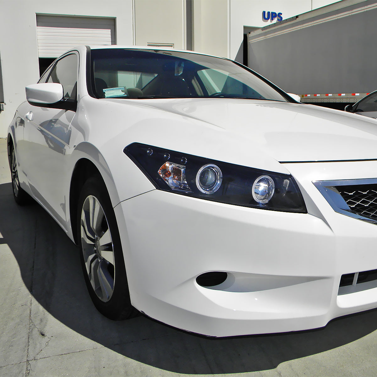 Ronnin - Fits 2008-2012 Honda Accord 2Dr Coupe LED Dual Halo Rims Running Lights Projector Headlights Assembly Pair | Black