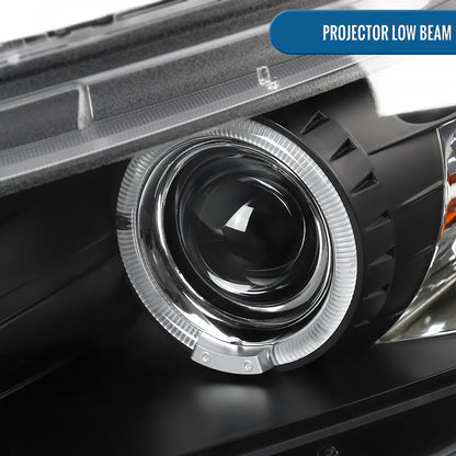 Ronnin - Fits 2008-2012 Honda Accord 2Dr Coupe LED Dual Halo Rims Running Lights Projector Headlights Assembly Pair | Black