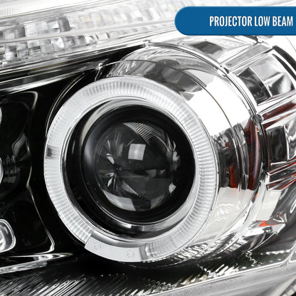 Ronnin - Fits 2008-2012 Honda Accord 4Dr Sedan Projector Headlights Integrated Bright LED Strip Running Lights and Turn Signal Assembly Pair | Chrome