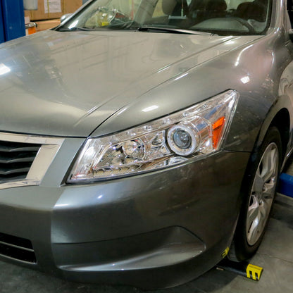 Ronnin - Fits 2008-2012 Honda Accord 4Dr Sedan Projector Headlights Integrated Bright LED Strip Running Lights and Turn Signal Assembly Pair | Chrome