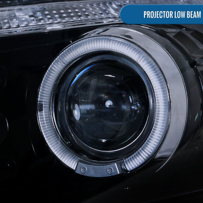 Ronnin - Fits 2008-2012 Honda Accord 4Dr Sedan Projector Headlights Integrated Bright LED Strip Running Lights and Turn Signal Assembly Pair | Black Smoke