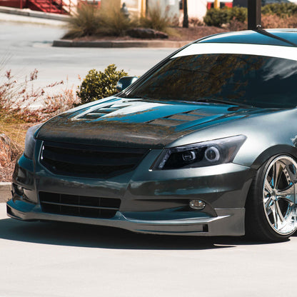 Ronnin - Fits 2008-2012 Honda Accord 4Dr Sedan Projector Headlights Integrated Bright LED Strip Running Lights and Turn Signal Assembly Pair | Black Smoke