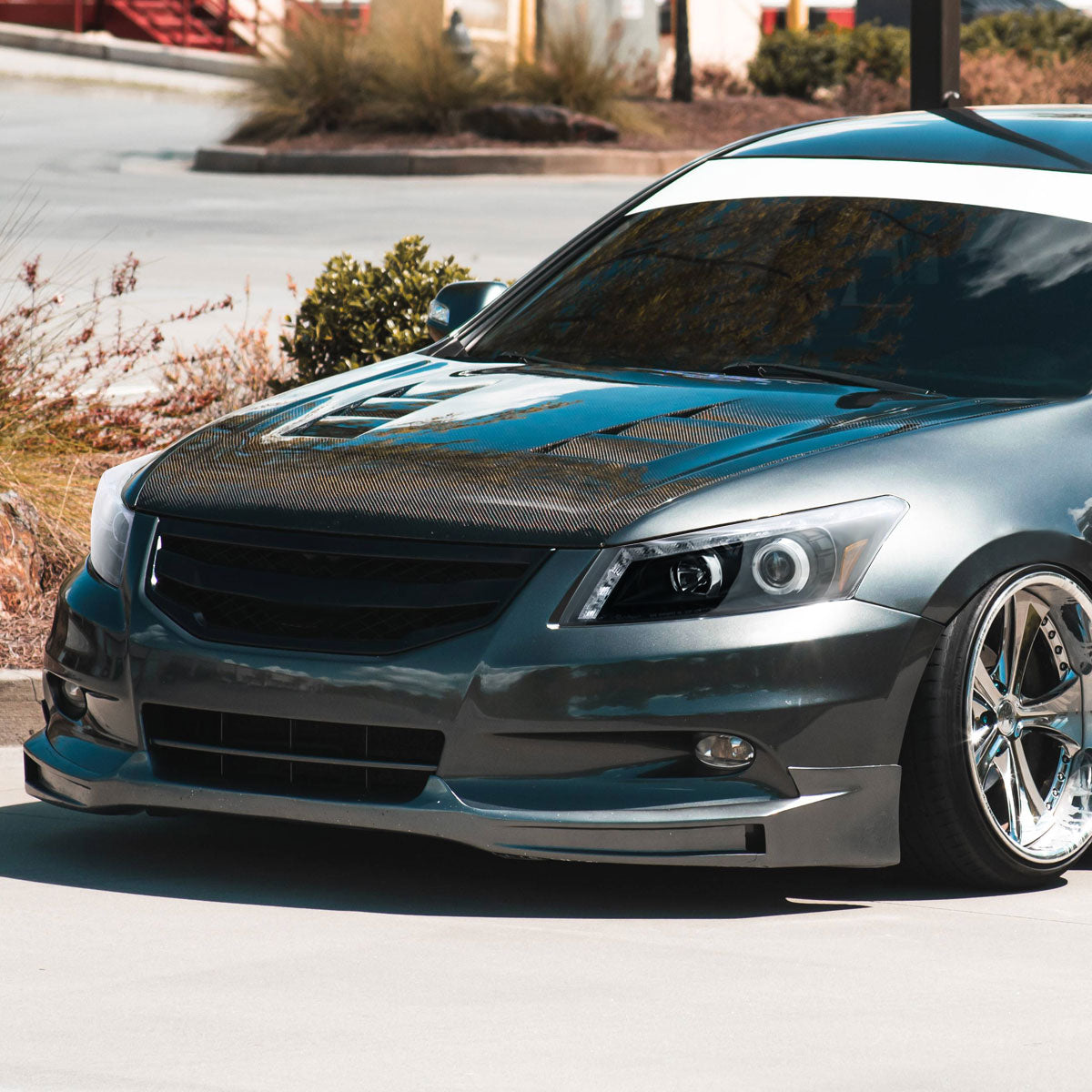 Ronnin - Fits 2008-2012 Honda Accord 4Dr Sedan Projector Headlights Integrated Bright LED Strip Running Lights and Turn Signal Assembly Pair | Black