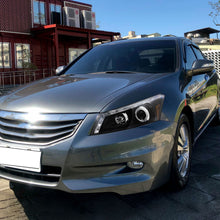 Ronnin - Fits 2008-2012 Honda Accord 4Dr Sedan Projector Headlights Integrated Bright LED Strip Running Lights and Turn Signal Assembly Pair | Black