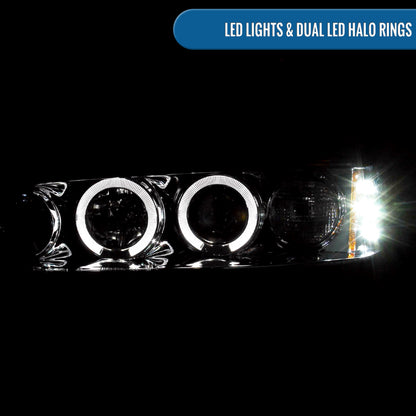 Ronnin - Compatible con Honda Accord Sedán Coupé 1994-1997 Mejora de Reemplazo Faros Delanteros de Proyector LED de Doble Borde Ensamblaje Par | Cromado