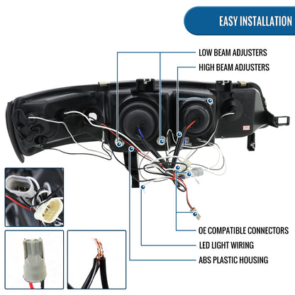 Ronnin - Compatible con Honda Accord Sedán Coupé 1994-1997 Mejora de Reemplazo Faros Delanteros de Proyector LED de Doble Borde Ensamblaje Par | Cromado