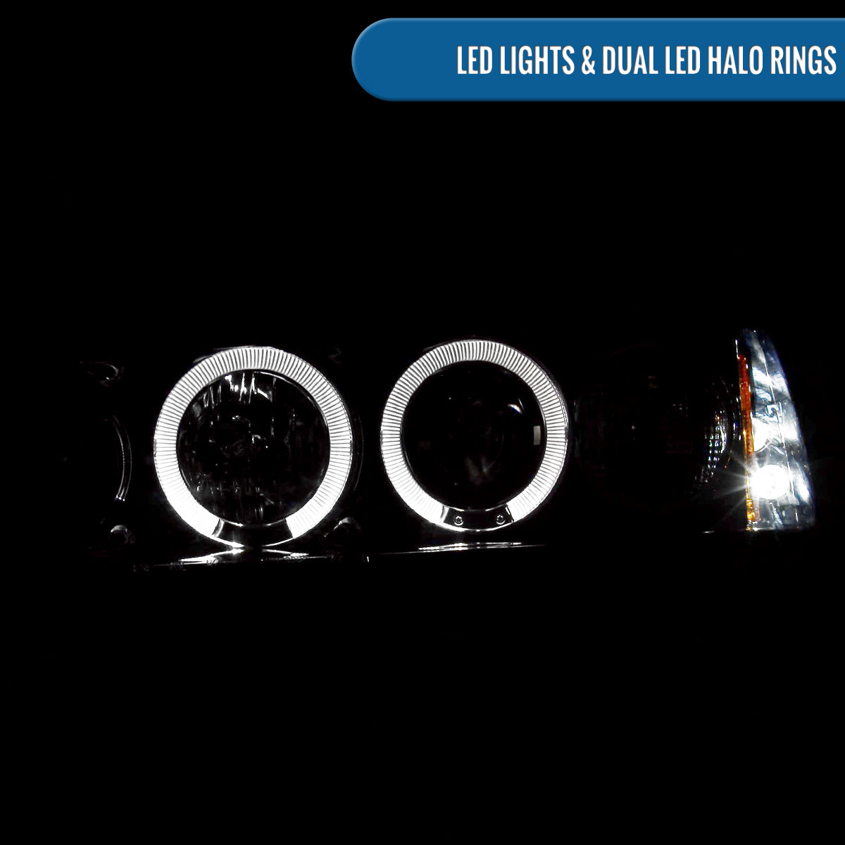 Ronnin - Se adapta a Honda Accord Sedán Coupé 1994-1997 Mejora Reemplazo LED con Aros Dobles Faro Proyector Par | Negro Humo