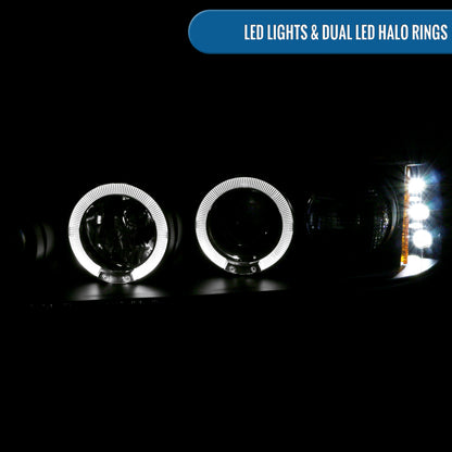 Ronnin - Compatible con Honda Accord Sedán Coupé 1994-1997 Mejora de Reemplazo Faros Delanteros Proyectores LED de Doble Aro (Par) | Negro