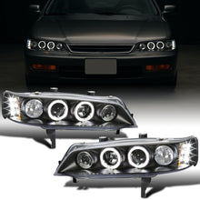 Ronnin - Compatible con Honda Accord Sedán Coupé 1994-1997 Mejora de Reemplazo Faros Delanteros Proyectores LED de Doble Aro (Par) | Negro